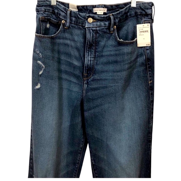 NWT🌟Good American Women’s Distressed Blue Jeans GFD150B Sz14/32 Classic comfort - Picture 4 of 15